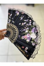 Dantelli Plastik Otantik Kadın Yelpazesi