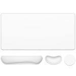 Dapesuom Klavye Bilek Dinlenme Mouse Pad Seti, 4 Adet Genişletilmiş Büyük XXL Oyun Mousepad + Fare Bilek Yastığı + Bellek Köpüğü Klavye Bilek Desteği + Bardak Altlığı, Beyaz 80 x 39,9 cm Ev Ofis için
