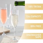 D'Eco Kırılmaz Saplı Şampanya Flüt (4'lü Set, 12 oz ea) -%100 Yeniden Kullanılabilir Kırılmaz Mimoza ve Şampanya Bardakları - Barındırma ve Eğlence için Mükemmel - Kızartma için Yılbaşı Partisi