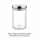 Deconox 1 Adet 700ml Vakumlu Metal Kapaklı Borosilikat Cam Kavanoz (8.5cm*15cm)