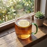 Deconox 1 Adet Borosilikat Cam Kupa (380 ml) - 3 Farklı Renkli Isıya Dayanıklı Şeffaf Çay ve Kahve Fincanı Şık Kulplu Minimalist Kupa Bardak (Asorti)