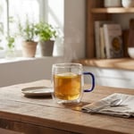Deconox 1 Adet Borosilikat Cam Kupa (380 ml) - 3 Farklı Renkli Isıya Dayanıklı Şeffaf Çay ve Kahve Fincanı Şık Kulplu Minimalist Kupa Bardak (Asorti)