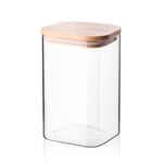 Deconox 1100ml Sızdırmaz Vakumlu Bambu Kapaklı Borosilikat Cam Kavanoz – Hava Geçirmez & Dayanıklı Gıda Saklama Kabı (10cm x 17cm)