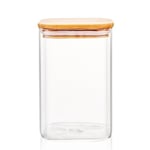 Deconox 1100ml Sızdırmaz Vakumlu Bambu Kapaklı Borosilikat Cam Kavanoz – Hava Geçirmez & Dayanıklı Gıda Saklama Kabı (10cm x 17cm)