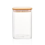 Deconox 1100ml Sızdırmaz Vakumlu Bambu Kapaklı Borosilikat Cam Kavanoz – Hava Geçirmez & Dayanıklı Gıda Saklama Kabı (10cm x 17cm)