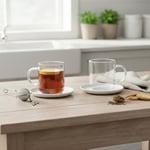 Deconox 2 Adet Borosilikat Cam Kupa - 380 ml Isıya Dayanıklı - El Yakmayan ve Terleme Yapmayan Yüzen Bardak (Kurşunsuz/Ekolojik)