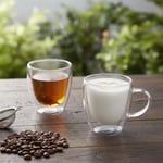 Deconox 2'li Çift Cidarlı Borosilikat Cam Fincan Seti - 100 ml Espresso ve Türk Kahvesi Bardağı - Isıya Dayanıklı El Yakmayan Modern Tasarım (2 Adet)