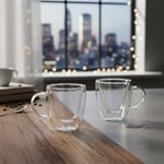 Deconox 2'li Çift Cidarlı Borosilikat Cam Fincan Seti - 100 ml Espresso ve Türk Kahvesi Bardağı - Isıya Dayanıklı El Yakmayan Modern Tasarım (2 Adet)