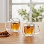 Deconox 2'li Çift Cidarlı Cam Fincan Seti - 100 ml Isıya Dayanıklı Espresso ve Türk Kahvesi Bardağı - El Yakmayan Modern Sunum (2 Adet)