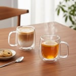 Deconox 2'li Çift Cidarlı Cam Fincan Seti - 100 ml Isıya Dayanıklı Espresso ve Türk Kahvesi Bardağı - El Yakmayan Modern Sunum (2 Adet)