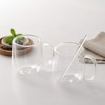 Deconox 2'li Çift Cidarlı Cam Fincan Seti - 100 ml Isıya Dayanıklı Espresso ve Türk Kahvesi Bardağı - El Yakmayan Modern Sunum (2 Adet)
