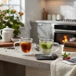 Deconox 2'li Çift Cidarlı Kulplu Cam Fincan Seti - 100 ml Isıya Dayanıklı Espresso ve Türk Kahvesi Bardağı - El Yakmayan Modern Tasarım (2 Adet)