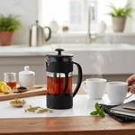 Deconox 350 ml French Press Filtre Kahve ve Bitki Çayı Demleme Kupası | Metal Filtreli, Isıya Dayanıklı, Portatif Siyah Demlik| İÇ HAZNE SERT KRİSTAL MİKADANDIR CAM DEĞİLDİR