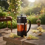 Deconox 350 ml French Press Filtre Kahve ve Bitki Çayı Demleme Kupası | Metal Filtreli, Isıya Dayanıklı, Portatif Siyah Demlik| İÇ HAZNE SERT KRİSTAL MİKADANDIR CAM DEĞİLDİR