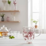 Deconox 350ml Çift Cidarlı Çiçekli Kupa – Isıya Dayanıklı Çift Katmanlı Cam Çay & Kahve Kupası | Şık ve Ergonomik Tasarım