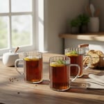Deconox 3'lü Borosilikat Cam Kupa Seti - 300 ml Isıya Dayanıklı İnce ve Hafif Çay/Kahve Bardağı - Kurşunsuz Ekolojik (3 Adet)
