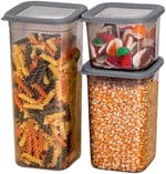 Deconox 3'lü Set Sızdırmaz Kapaklı Kare Erzak Saklama Kabı 650Ml - 1300Ml - 1900Ml Antrasit