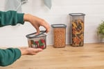 Deconox 3'lü Set Sızdırmaz Kapaklı Kare Erzak Saklama Kabı 650Ml - 1300Ml - 1900Ml Antrasit