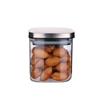 Deconox 450 ml Metal Kapaklı Borosilikat Cam Kavanoz, Silikon Contalı Kuru Gıda Saklama Kabı, Kahve Çay Baharat Kuruyemiş İçin Şeffaf Cam Erzak Kabı, 10 x 10 x 10 cm, 1 Adet