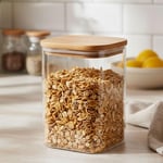 Deconox 900ml Sızdırmaz Vakumlu Bambu Kapaklı Borosilikat Cam Kavanoz – Hava Geçirmez & Dayanıklı Gıda Saklama Kabı (10cm x 13cm)