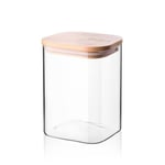 Deconox 900ml Sızdırmaz Vakumlu Bambu Kapaklı Borosilikat Cam Kavanoz – Hava Geçirmez & Dayanıklı Gıda Saklama Kabı (10cm x 13cm)