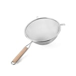 Deconox Ahşap Saplı Paslanmaz Çelik Süzgeç, Büyük Boy Metal Süzgeç 24 * 10 Cm - Estetik ve Dayanıklı: Ahşap Saplı Paslanmaz Çelik Süzgeç - Büyük Boy Metal Süzgeç