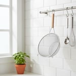 Deconox Ahşap Saplı Paslanmaz Çelik Süzgeç, Büyük Boy Metal Süzgeç 24 * 10 Cm - Estetik ve Dayanıklı: Ahşap Saplı Paslanmaz Çelik Süzgeç - Büyük Boy Metal Süzgeç
