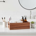 Deconox Akasya Ağacı Ekmeklik & Çok Amaçlı Organizer Kutu – 25x14x8 cm El Yapımı Doğal Ahşap Servis Tepsisi | Mutfak, Banyo, Ofis ve Ev Düzenleyici Kutu | Kulplu Dekoratif Ahşap Kutu