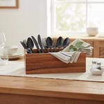 Deconox Akasya Ağacı Ekmeklik & Çok Amaçlı Organizer Kutu – 25x14x8 cm El Yapımı Doğal Ahşap Servis Tepsisi | Mutfak, Banyo, Ofis ve Ev Düzenleyici Kutu | Kulplu Dekoratif Ahşap Kutu