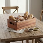 Deconox Akasya Ağacı Ekmeklik & Çok Amaçlı Organizer Kutu – 25x14x8 cm El Yapımı Doğal Ahşap Servis Tepsisi | Mutfak, Banyo, Ofis ve Ev Düzenleyici Kutu | Kulplu Dekoratif Ahşap Kutu