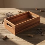 Deconox Akasya Ağacı Ekmeklik & Çok Amaçlı Organizer Kutu – 25x14x8 cm El Yapımı Doğal Ahşap Servis Tepsisi | Mutfak, Banyo, Ofis ve Ev Düzenleyici Kutu | Kulplu Dekoratif Ahşap Kutu