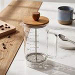 Deconox Akasya Ahşap Kapaklı Borosilikat Cam French Press - Ölçü Çizgili Kahve ve Çay Demliği (350ml ve 600ml Boy Seçenekli) (600ML)