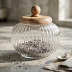 Deconox Akasya Ahşap Kapaklı Borosilikat Cam Kavanoz - Vakumlu Contalı Hava Sızdırmaz Erzak Saklama Kabı (950 ml, 1200 ml, 1500 ml Boy Seçenekli) (1500ML)