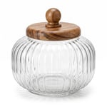 Deconox Akasya Ahşap Kapaklı Borosilikat Cam Kavanoz - Vakumlu Contalı Hava Sızdırmaz Erzak Saklama Kabı (950 ml, 1200 ml, 1500 ml Boy Seçenekli) (1500ML)