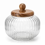 Deconox Akasya Ahşap Kapaklı Borosilikat Cam Kavanoz - Vakumlu Contalı Hava Sızdırmaz Erzak Saklama Kabı (950 ml, 1200 ml, 1500 ml Boy Seçenekli) (1500ML)
