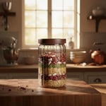 Deconox Akasya Kapaklı Çizgili Cam Kavanoz (750 ml) | Hava Geçirmez, Modern Fitilli Tasarım Gıda Saklama Kabı | Bakliyat, Kahve, Çay ve Kuruyemiş Kavanozu (9x15 cm)