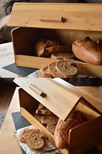 Deconox Bambu Ekmek Kutusu Ekmek Dolabı, Ekmek Sepeti Sandığı, Ekmeklik, Çok Amaçlı Bambu Kutu (34cm 19.5cm 14cm)