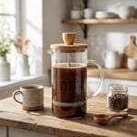 Deconox Bambu Kapaklı French Press 350 ml – Borosilikat Cam Bitki Çayı ve Filtre Kahve Demleme Ekipmanı, Paslanmaz Çelik Filtreli Kişisel Kupa Boy