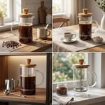 Deconox Bambu Kapaklı French Press 350 ml – Borosilikat Cam Bitki Çayı ve Filtre Kahve Demleme Ekipmanı, Paslanmaz Çelik Filtreli Kişisel Kupa Boy
