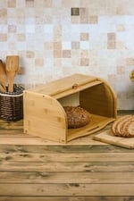 Deconox Bambu Lüks Panjur Kapaklı Büyük Ekmek Dolabı, Dolabı, Ekmek Sepeti Sandığı, Ekmeklik, Çok Amaçlı Bambu Kutu
