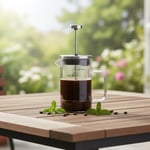 Deconox Borosilikat Cam French Press 350ml - Paslanmaz Çelik Filtreli Ölçekli Kahve ve Bitki Çayı Demliği - Isıya Dayanıklı Kişisel Kupa - Metal Kapaklı