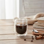 Deconox Çift Cidarlı (Double Wall) Cam Bardak - 250 ml Isıya Dayanıklı Cappuccino, Çay ve Kahve Bardağı - El Yakmayan Modern Tasarım