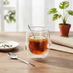 Deconox Çift Cidarlı (Double Wall) Cam Bardak - 250 ml Isıya Dayanıklı Cappuccino, Çay ve Kahve Bardağı - El Yakmayan Modern Tasarım