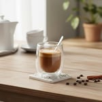 Deconox Çift Cidarlı (Double Wall) Cam Bardak - 250 ml Isıya Dayanıklı Cappuccino, Çay ve Kahve Bardağı - El Yakmayan Modern Tasarım