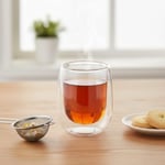 Deconox Çift Cidarlı (Double Wall) Cam Bardak - 250 ml Isıya Dayanıklı Cappuccino, Çay ve Kahve Bardağı - El Yakmayan Modern Tasarım