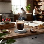 Deconox Çift Cidarlı (Double Wall) Kulplu Cam Kupa - 250 ml Isıya Dayanıklı Borosilikat Çay ve Kahve Kupası - El Yakmayan Modern Tasarım Mug
