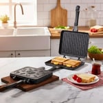 Deconox Çift Taraflı Ocak Üstü Döküm Tost Makinesi, Granit Efektli Yanmaz Yapışmaz Sandviç ve Tost Tavası - Hamburger, Omlet ve Aperatifler İçin İdeal | Ergonomik Saplı Kolay Temizlenebilir Grill Tava