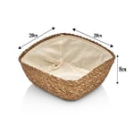 Deconox El Yapımı Hasır İçi Bezli Kare Ekmeklik ve Dekoratif Kare Hasır Sepet, Hasır İçi Bezli Ekmek Sepeti Kare (20cm*20cm*8cm)