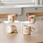 Deconox Gold Saplı Porselen Kalp Kupa - 400 ml Büyük Boy Lüks Tasarım - 4 Farklı Modelden Biri (Sürpriz/Asorti) - Altın Yaldızlı Şık Hediyelik Mug
