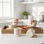 Deconox Gold Saplı Porselen Kalp Kupa - 400 ml Büyük Boy Lüks Tasarım - 4 Farklı Modelden Biri (Sürpriz/Asorti) - Altın Yaldızlı Şık Hediyelik Mug